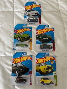 Assorted Honda Cars - Green, White, Yellow, Black
